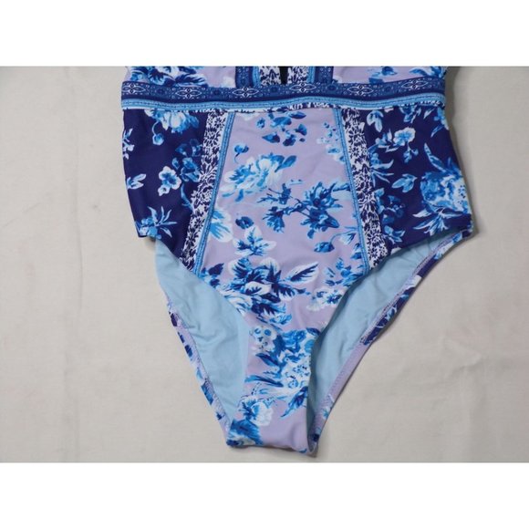 NANETTE LEPORE Priya Plunge Lavendar Trails Floral One Piece Swimsuit 6 NEW - Picture 5 of 8